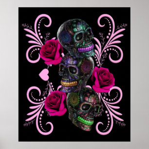 Poster Triplo Dia Negro Dos Cascos Mortos Rosas Rosa