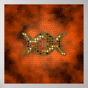 Poster triplo do vitral da jóia da deusa de Wicca