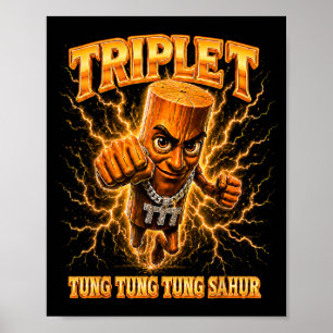 Poster Triplo T Tung Tung Tung Sahur Meme Para Meninas e 