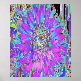 Poster Trippy Abstrato Aqua, Verde limão e Dahlia Roxo