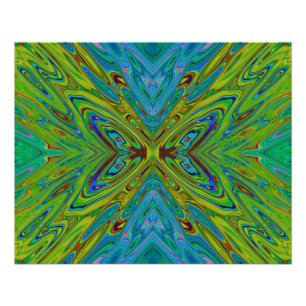 Póster Trippy Chartreuse e Blue Abstrato Butterfly