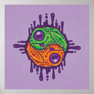 Poster Trippy Drippy Frog Yin Yang