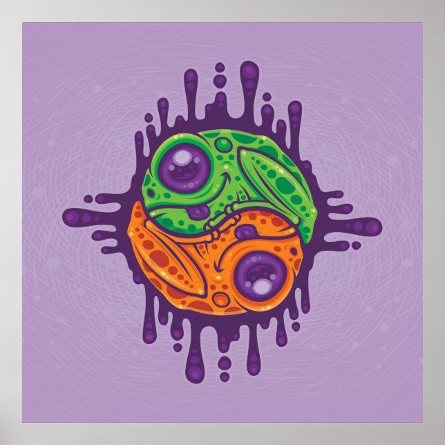Poster Trippy Drippy Frog Yin Yang (Frente)