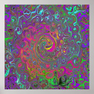 Poster Trippy Hot Pink Abstrato Retro Liquid Swirl