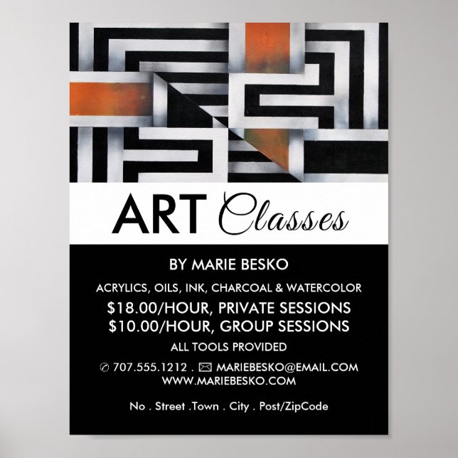 Poster Trippy Maze Pattern, Anúncio de Classe de Arte (Frente)