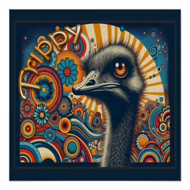 Póster Trippy Ostrich - Poster brilhante (Frente)