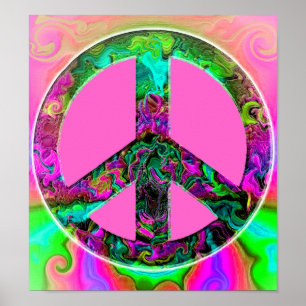 Poster Trippy Pink Peace Sign