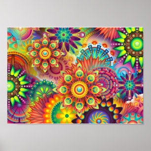 Poster Trippy psicadélico espiritual abstrato da mandala