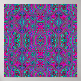 Poster Trippy Retro Magenta, Abstrato azul e verde