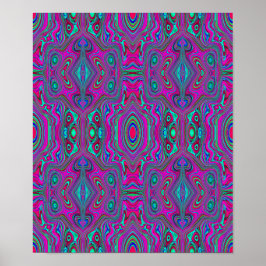 Poster Trippy Retro Magenta, Abstrato azul e verde