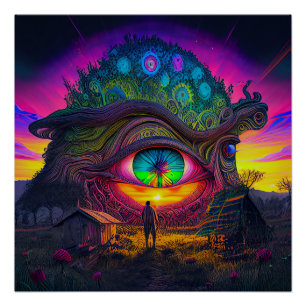 Póster Trippy sunrise no sonho do dia surreal da abstrato