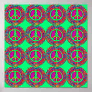 Póster Trippy Tie Psychedelic - Sinal de paz