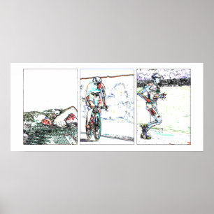 Póster Triptych do Triathlon - linha