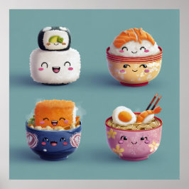 Poster Tripulação Kawaii Sushi & Ramen