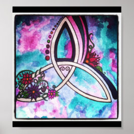 Poster Triquetra floral celta brilhante