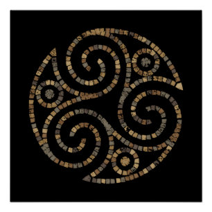 Póster Triskelion Celtic - Símbolo espiral triplo - Mosai