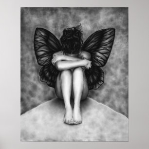 Poster triste da menina da borboleta