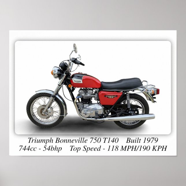 Poster Triumph T140V Bonneville 750 Moto - A3 Tamanho (Frente)