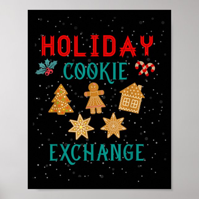 Poster Troca de Biscoitos de Feriado Com o Papai Noel Xma (Frente)