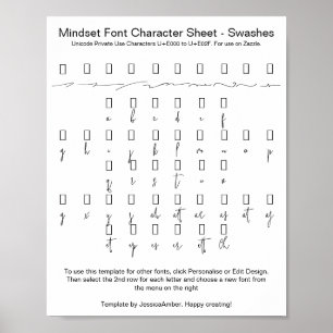 Poster Trocas de Folha de Caracteres de Fonte do Mindset 
