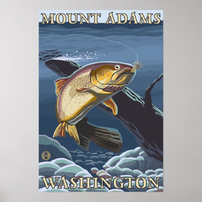 Poster Troço de pesca de trutas - Monte Adams, WA (Frente)