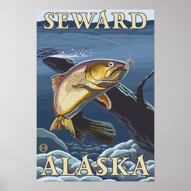 Poster Troço De Pesca De Trutas - Seward, Alasca (Frente)