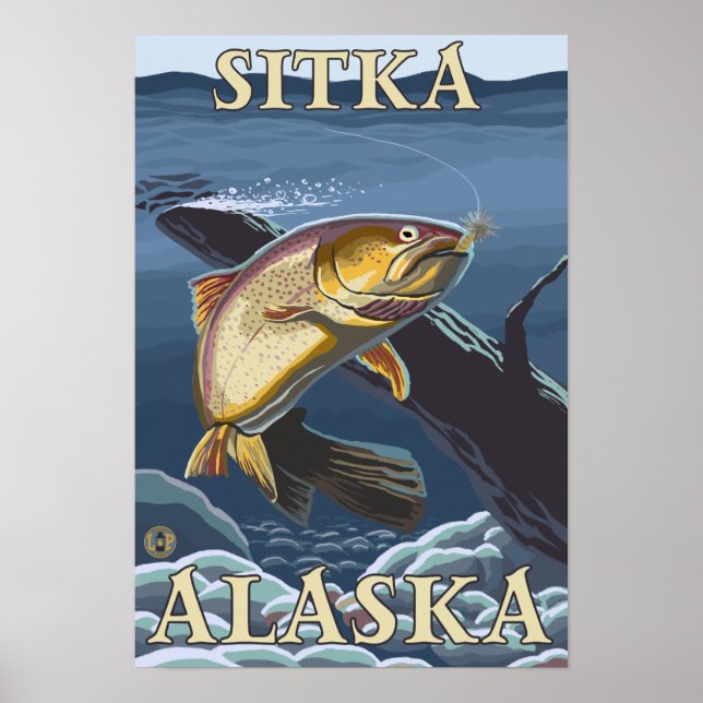 Póster Troço De Pesca De Trutas - Sitka, Alasca (Frente)