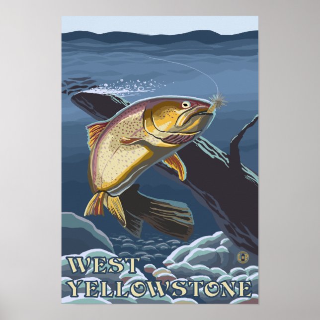 Poster Troço de pesca de trutas - West Yellowstone (Frente)