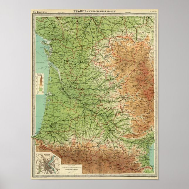 Poster Troço sudoeste francês Bordeaux (Frente)