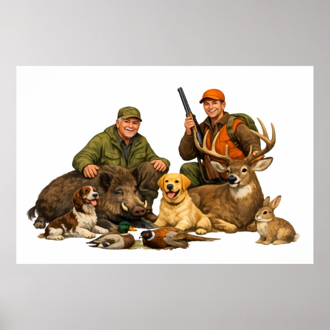 Poster Troféus de caça com cães presente para caçador ao  (Frente)