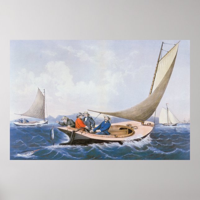 Póster Trolagem de peixe azul ao largo da costa do Maine (Frente)