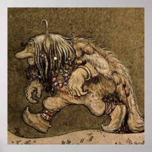 Poster "Troll da Fazenda" pelo artista sueco John Bauer