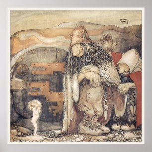 Poster Troll John Bauer casal Princesa bebê Changelings