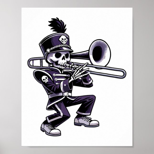 Poster Trombone de Banda de Marcha Escolar de Esqueleto H (Frente)