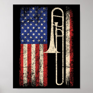 Poster Trombone Estados Unidos Bandeira Americana Shirt J