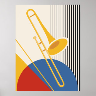 Poster Trombone Minimalista Bauhaus | Moderno de Meados d