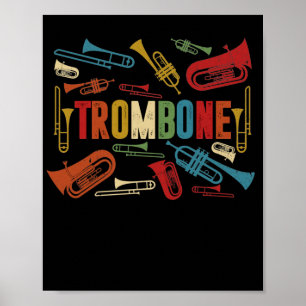 Poster Trombonista de Jogadores de Trombone da Vintage Re