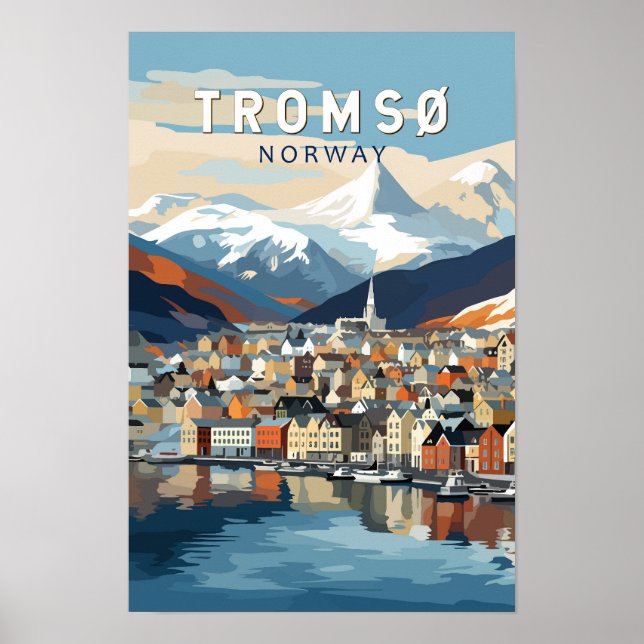 Poster Tromso Noruega Viagem Arte Vintage (Frente)