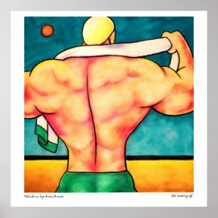 Póster Troncos masculinos do verde do boné da natação