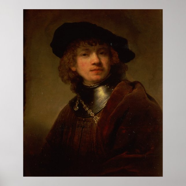 Póster Tronie de um Jovem com Gorget e Beret (Frente)