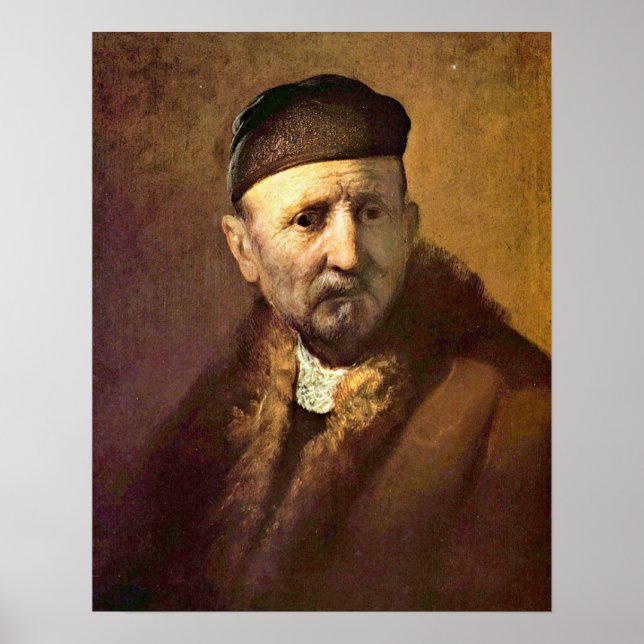 Poster � Tronie � de um velho por Rembrandt (Frente)