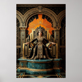 Poster Trono da Rainha Art Déco Palácio Dourado Gildado