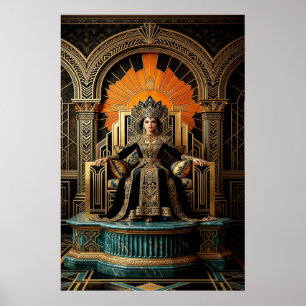 Poster Trono da Rainha Art Déco Palácio Dourado Gildado