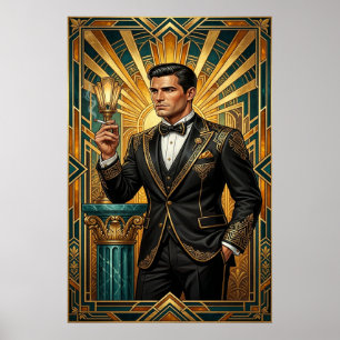Poster Trono da Rainha Art Déco Palácio Dourado Gildado