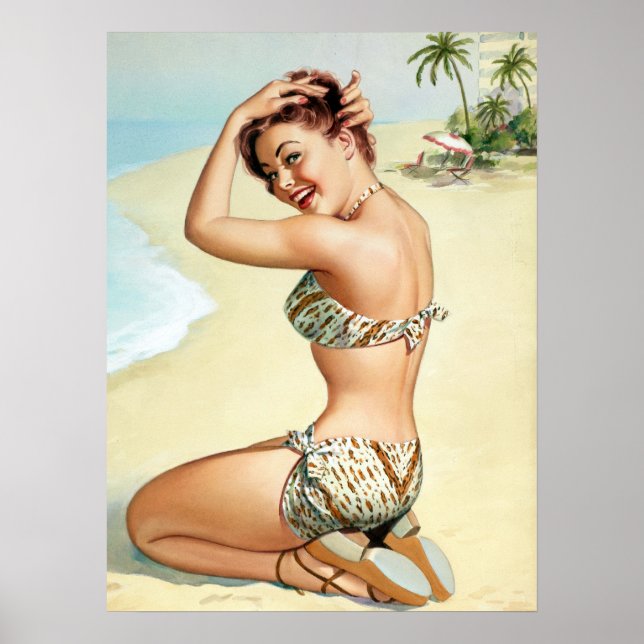 Poster Tropical Beach Pin Up (Frente)