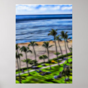 Póster Tropical Beach Vacing Sun e Sand Maui Hawaii