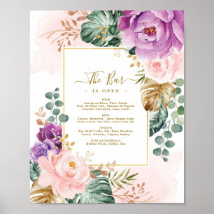 Poster Tropical Boho Floral Bar Signature Bebidas