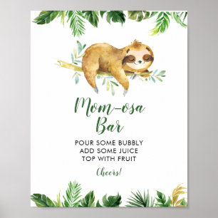Poster Tropical Boy Sloth Chá de fraldas Mãe-Bar