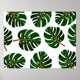 Poster tropical das folhas da palmeira de Monstera