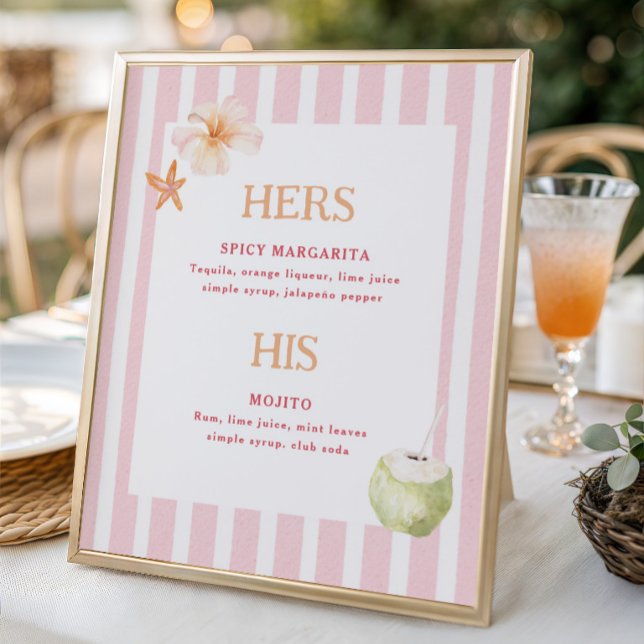 Poster Tropical Destination Wedding Signature Drinks (Criador carregado)